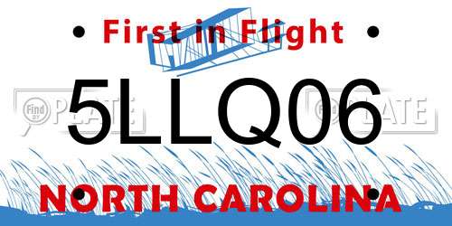 5LLQ06 North Carolina License Plate