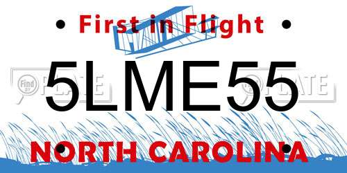 5LME55 North Carolina License Plate