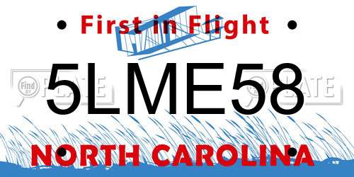 5LME58 North Carolina License Plate
