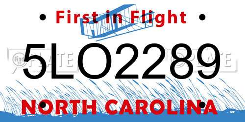 5LO2289 North Carolina License Plate