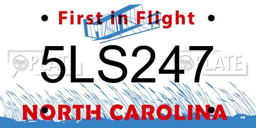 5LS247 North Carolina License Plate