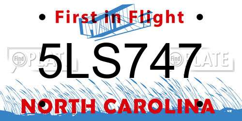 5LS747 North Carolina License Plate