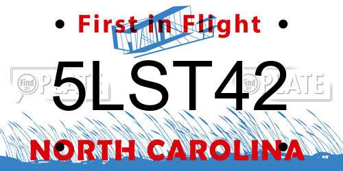 5LST42 North Carolina License Plate