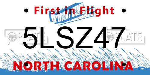 5LSZ47 North Carolina License Plate