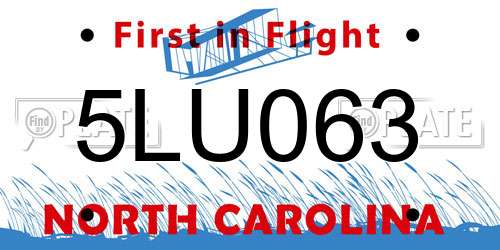 5LU063 North Carolina License Plate