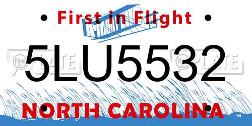 5LU5532 North Carolina License Plate