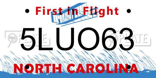 5LUO63 North Carolina License Plate