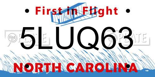 5LUQ63 North Carolina License Plate