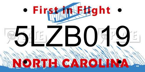 5LZB019 North Carolina License Plate