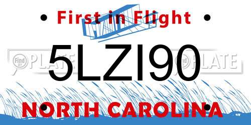 5LZI90 North Carolina License Plate