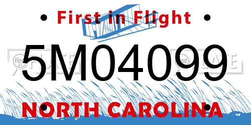 5M04099 North Carolina License Plate