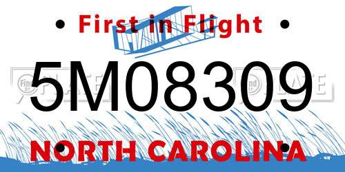 5M08309 North Carolina License Plate