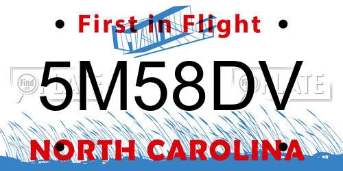 5M58DV North Carolina License Plate