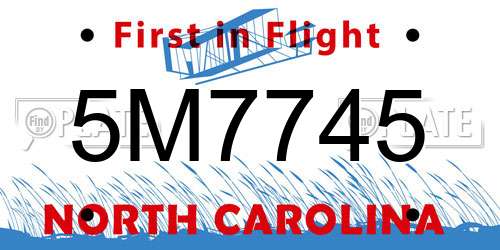 5M7745 North Carolina License Plate