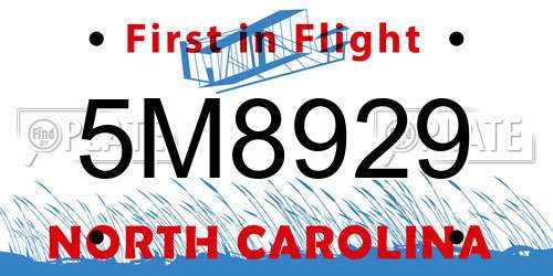 5M8929 North Carolina License Plate