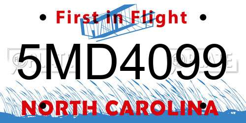 5MD4099 North Carolina License Plate
