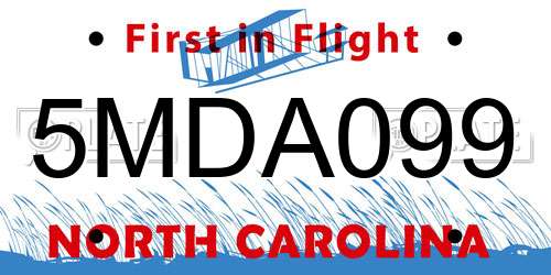 5MDA099 North Carolina License Plate