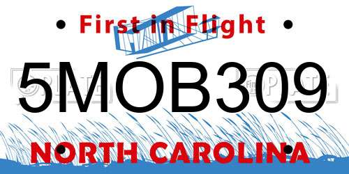 5MOB309 North Carolina License Plate