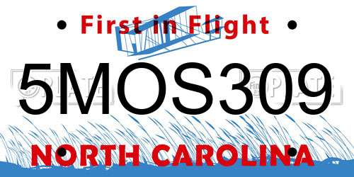 5MOS309 North Carolina License Plate