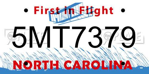 5MT7379 North Carolina License Plate