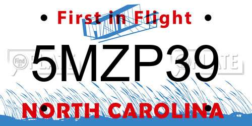 5MZP39 North Carolina License Plate