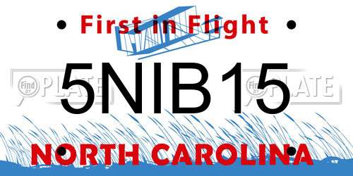 5NIB15 North Carolina License Plate