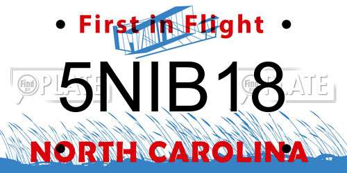 5NIB18 North Carolina License Plate
