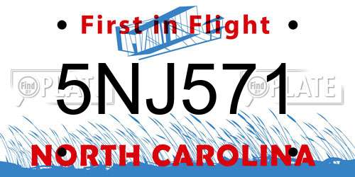 5NJ571 North Carolina License Plate
