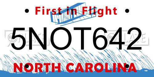 5NOT642 North Carolina License Plate