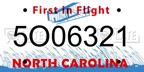5O06321 North Carolina License Plate