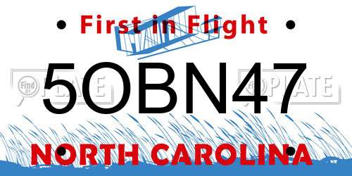 5OBN47 North Carolina License Plate