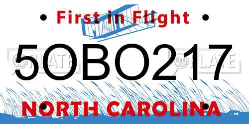 5OBO217 North Carolina License Plate