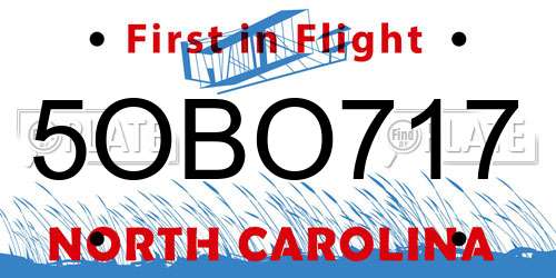 5OBO717 North Carolina License Plate
