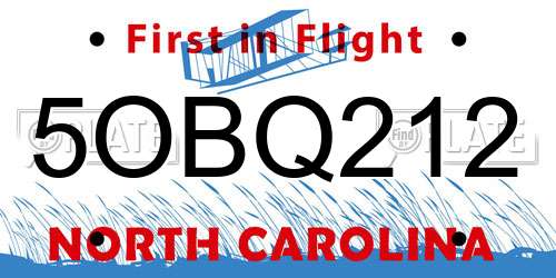 5OBQ212 North Carolina License Plate