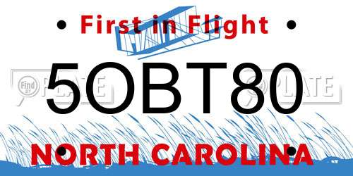 5OBT80 North Carolina License Plate