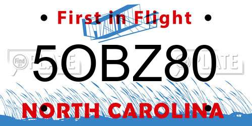 5OBZ80 North Carolina License Plate