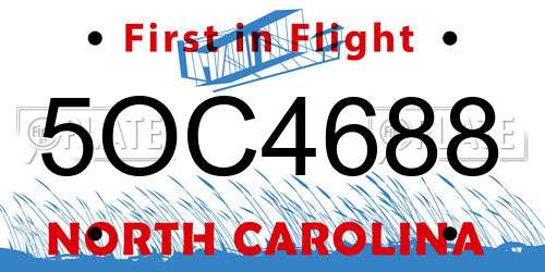 5OC4688 North Carolina License Plate