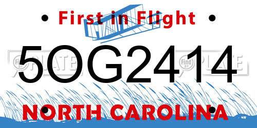 5OG2414 North Carolina License Plate