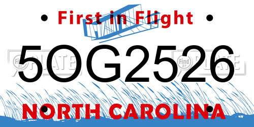 5OG2526 North Carolina License Plate
