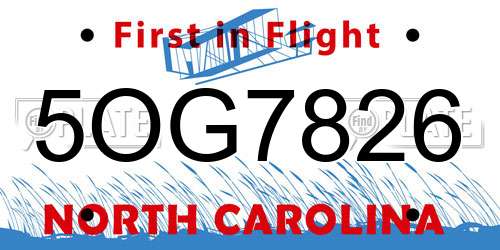5OG7826 North Carolina License Plate