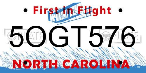 5OGT576 North Carolina License Plate