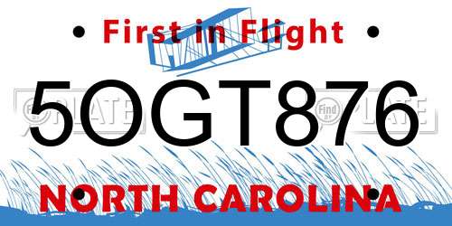 5OGT876 North Carolina License Plate