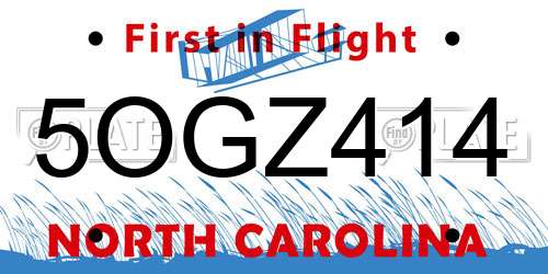 5OGZ414 North Carolina License Plate