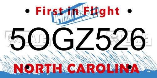 5OGZ526 North Carolina License Plate
