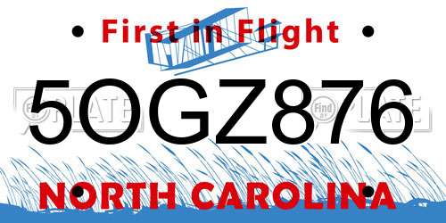 5OGZ876 North Carolina License Plate