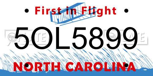 5OL5899 North Carolina License Plate