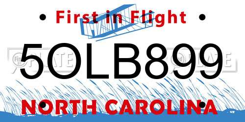 5OLB899 North Carolina License Plate