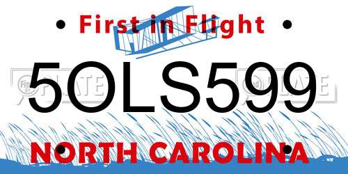 5OLS599 North Carolina License Plate