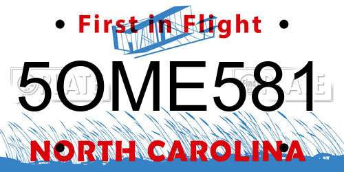 5OME581 North Carolina License Plate