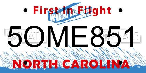 5OME851 North Carolina License Plate